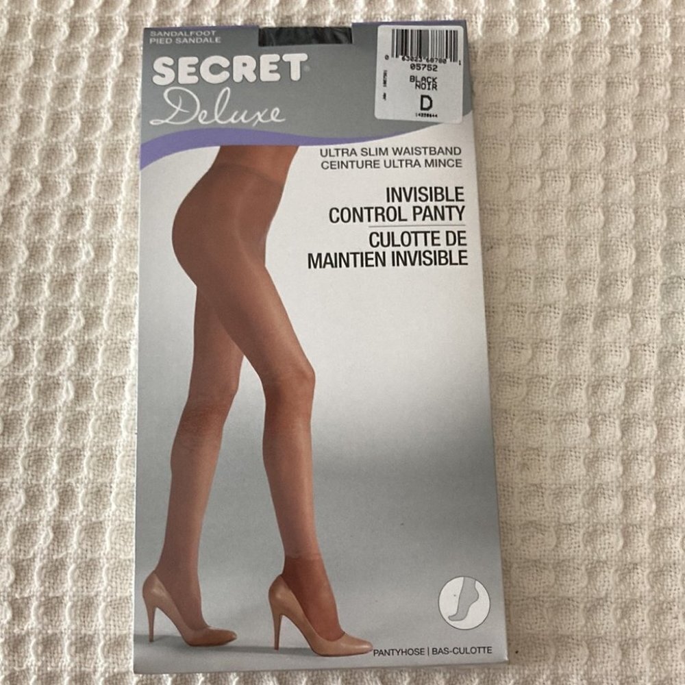 SECRET DELUXE Sz D Invisible Control Panty Ultra Slim Waistband Sandalfoot NWT